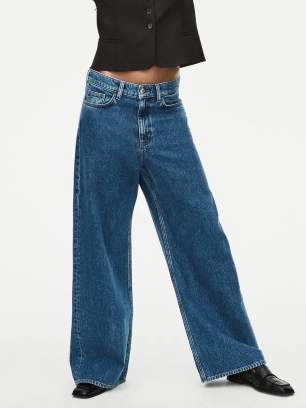 COS Wide Leg High Rise Jeans 100% Cotton Indigo Blue Size 6
